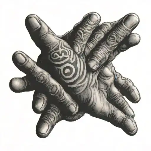 Two Grasped Hands Guatemalan Symbol Behind