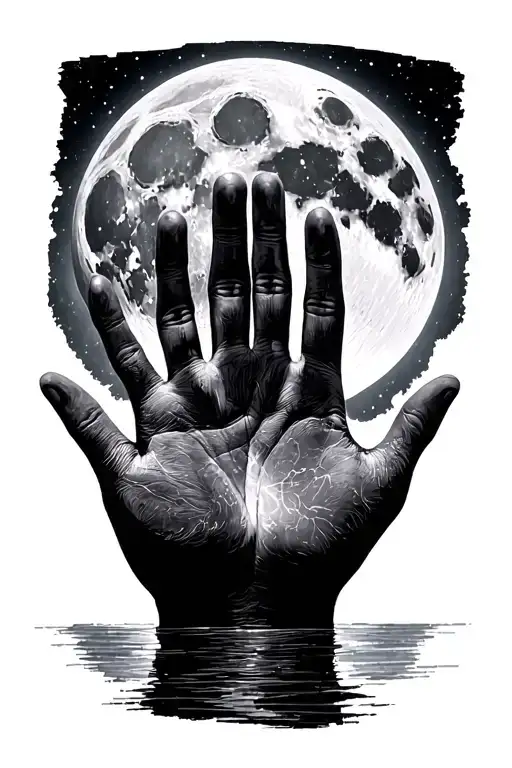 Full Moon With Hand Print In Center