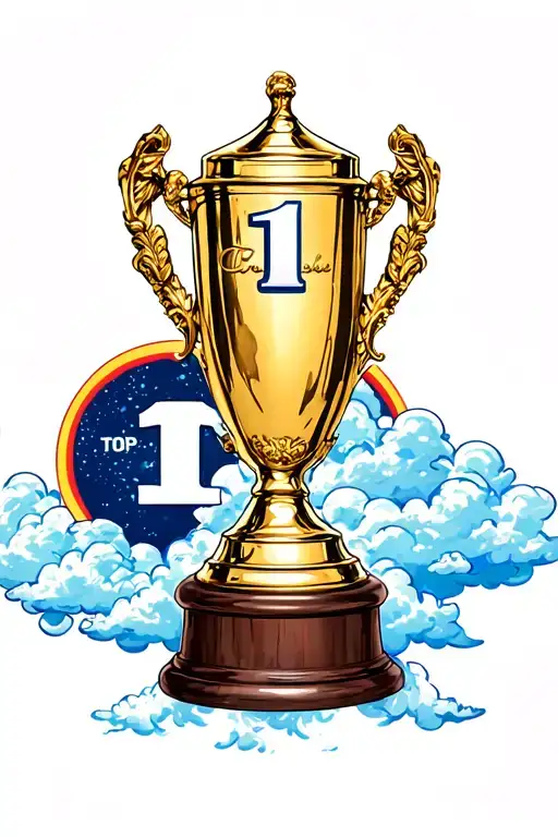 Champion Trophy With Clouds In The Background And A Top 1 Symbol