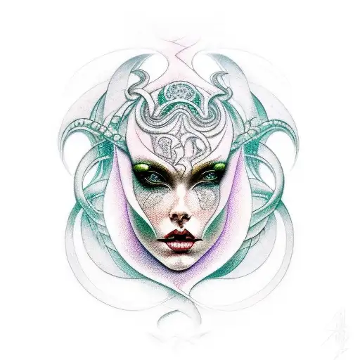 A Mythical Woman Inspired By Nord Mythology Intertwined With Scary Personality And Symbols