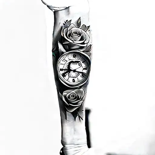 A Clock And Roses