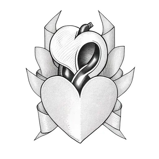 Heart With A Dagger Through It And Ribbon