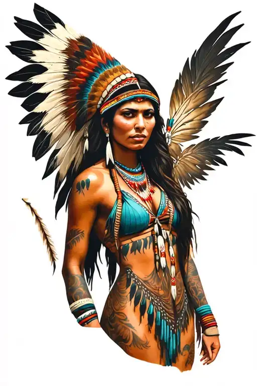 Sexy Native American Woman Standing Side