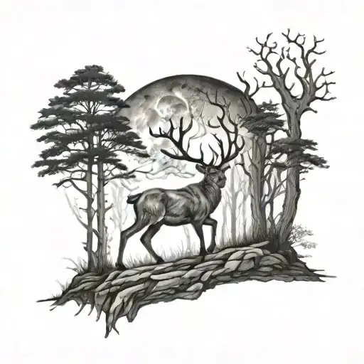 Deer Forest Dark Moon