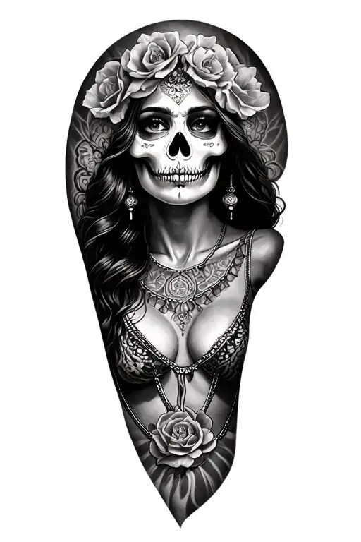 Beautiful Mexican Lady Of Death Sleeve Inspired