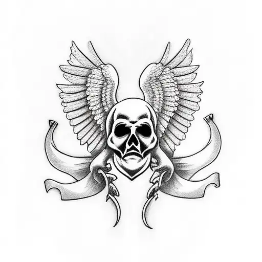 Heart With Half Skull With Raven On Top