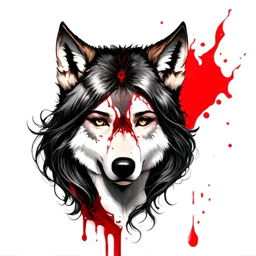 Woman Wolf Ears Blood Hand