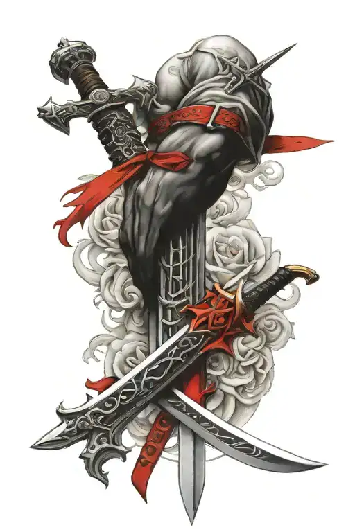 Black Color With Red Trim Sword