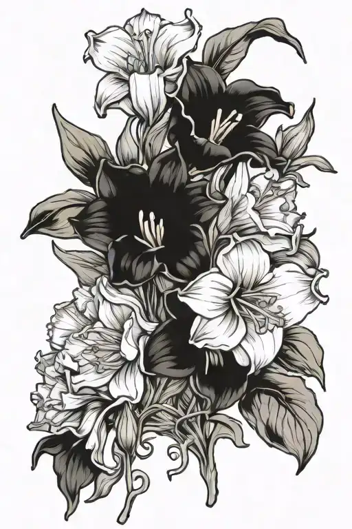 Daffodil And Morning Glory Bouquet Fine Line