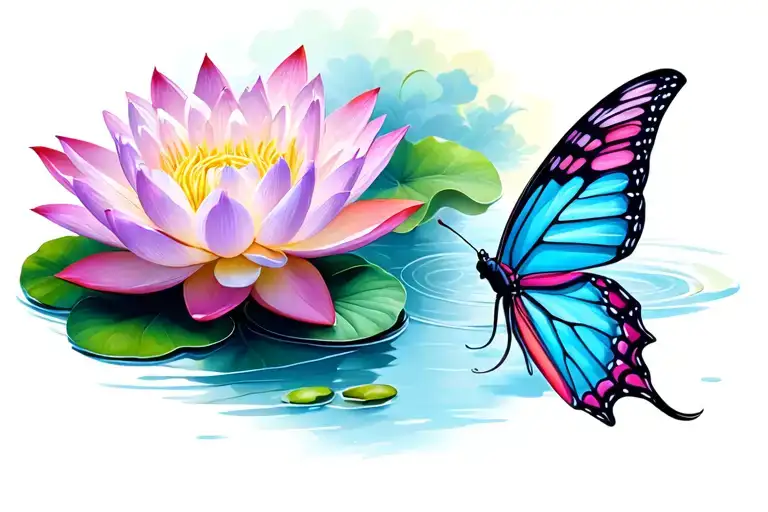 Butterfly Ans Lotus Flower