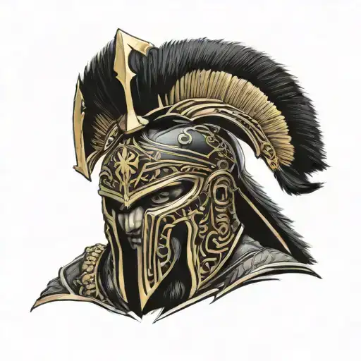 Black Color With Gold Trim Spartan