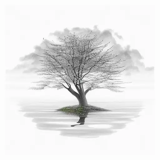 Tree Reflected In Pond
