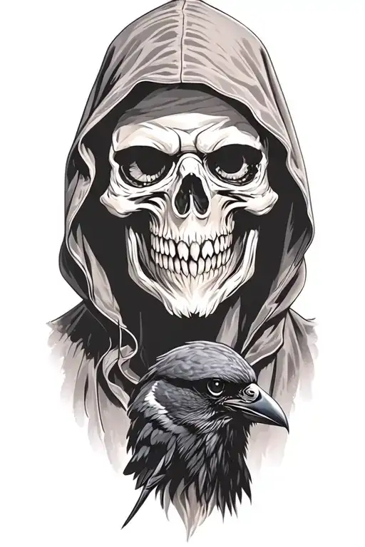 Hooded Reaper With Crow