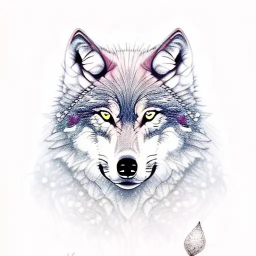 Wolf With Floral