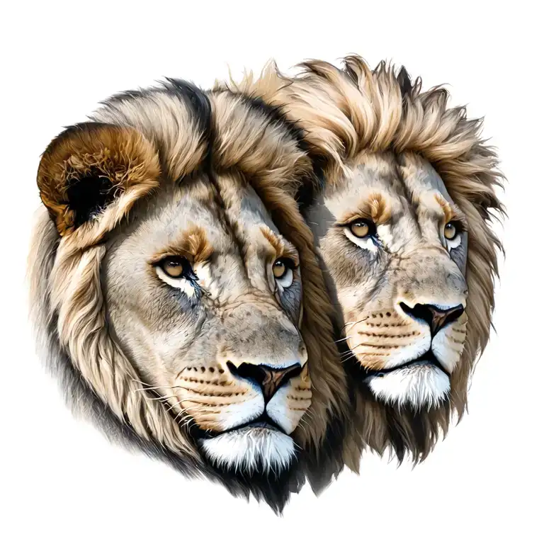 Lion And Grown Son Sitting