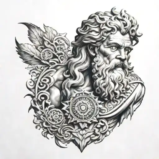 Zeus With Mandala In The Background