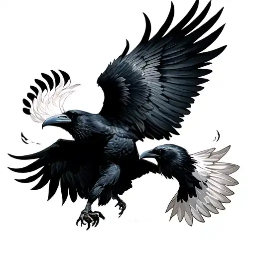 Crow Fights With A Royal Eagle