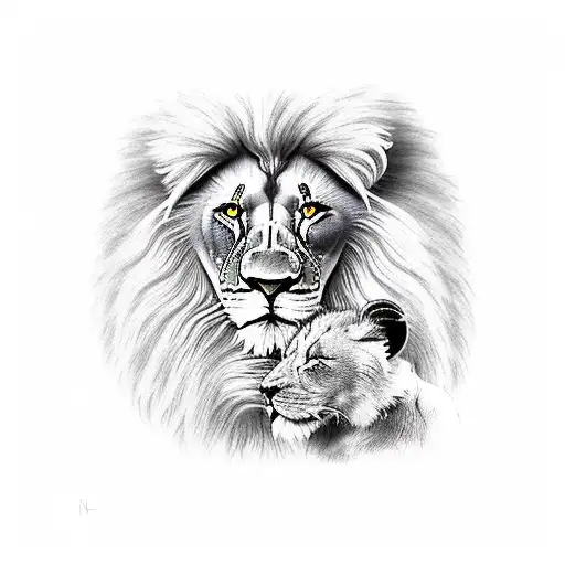 Lion Whit His Cub