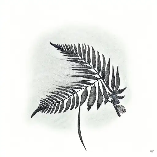 New Zealand Fern With A Tui Bird