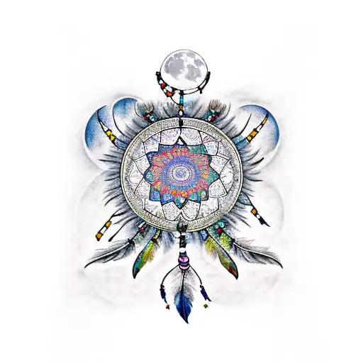 Peaceful Bright Moon Boho Dream Catcher