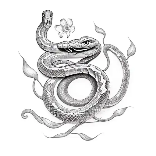 A Snake Slithering Through A Musical Staff With Flowers Blooming Along Its Body