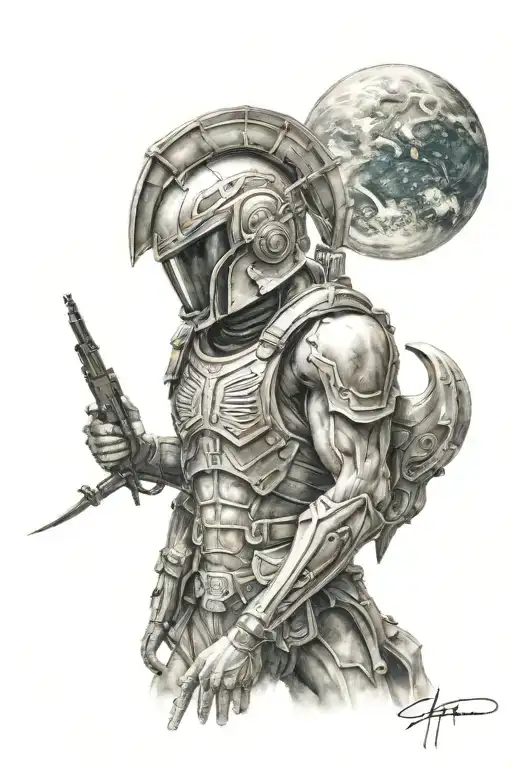 Spartan Looking At Alien Planet