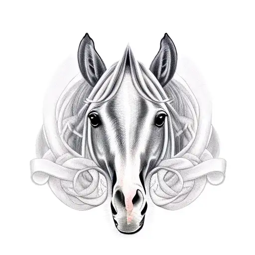 2 Horse Heads With One Head Upside Down In The Shape Of Letter S