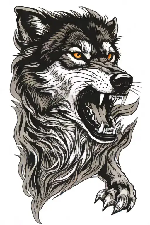 Wolf Roaring Fiercely