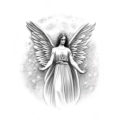 Angel Statue Starry Night Background