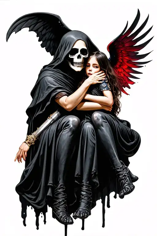 Grim Reaper Hugs Girl Dark Side