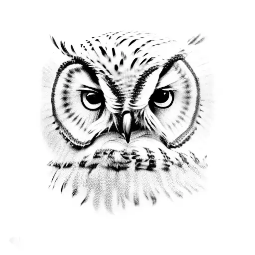 Realism Owl On Throat Black And Gray