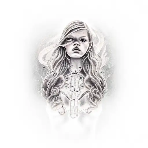 Girl Portrait With Flames