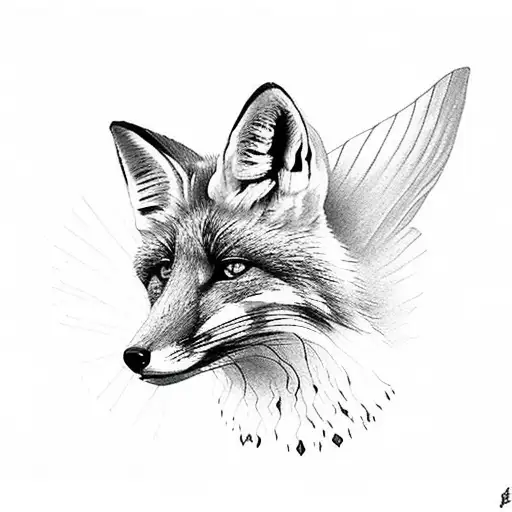 Fox Looking Up At Butterfly