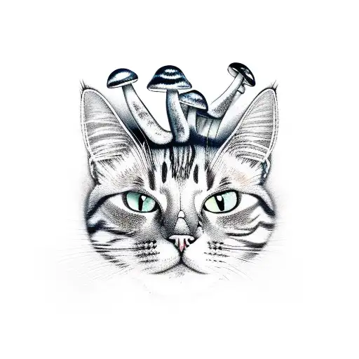 Cat With Mushrooms