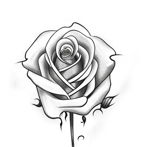 Red Rose With Stem On Fire