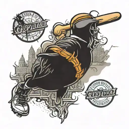 City Of Cleveland Ohio Sports Halloween Themed Tattoo Incorporating