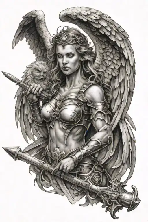 Haloed Female Warrior Angel