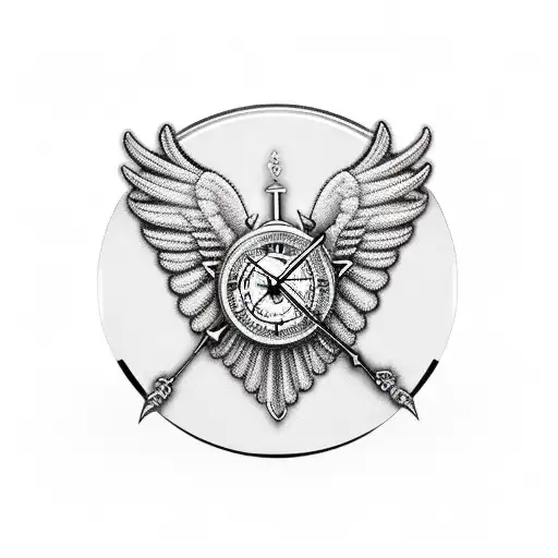 Christian Cross Hourglass Pocket Watch Bird Angel Wing