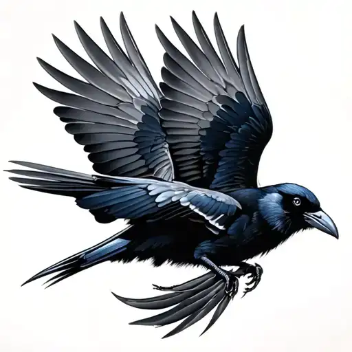 Crow Flies In Profile
