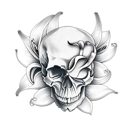 Skull With Lilies