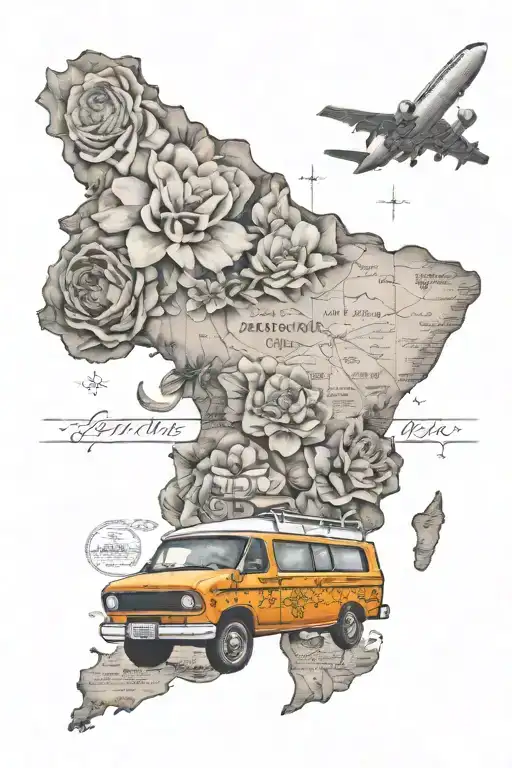 Travel Flowers Van Family Map