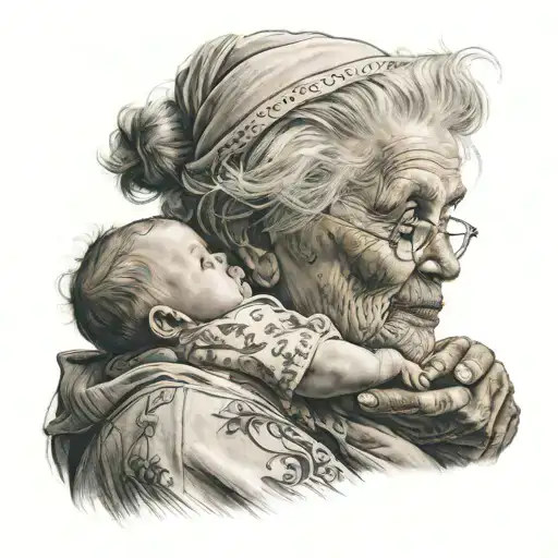 Dead Grandma Holding Baby Boy