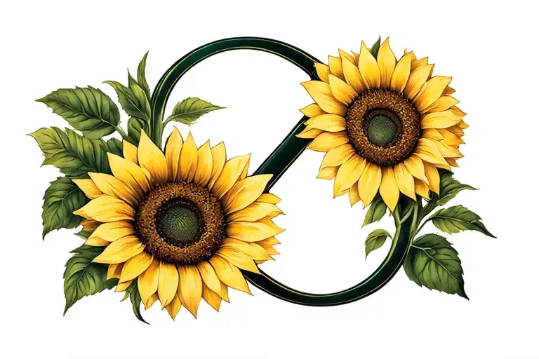 Infinity Symbol Intertwined With Sunflower