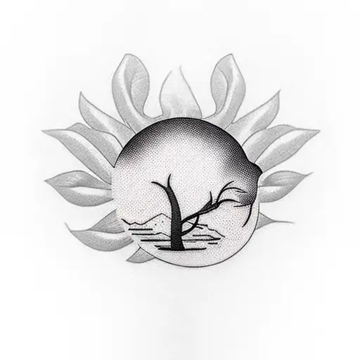 Sunset With A Porsche 911 994 In The Distance And A Lemon Tree