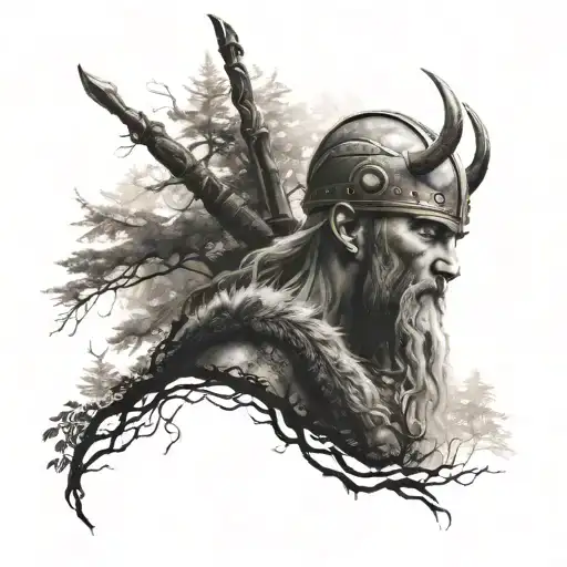 Viking Warrior In Forest
