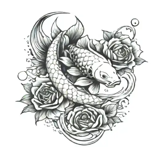 Koi Fish Rose Wrapped