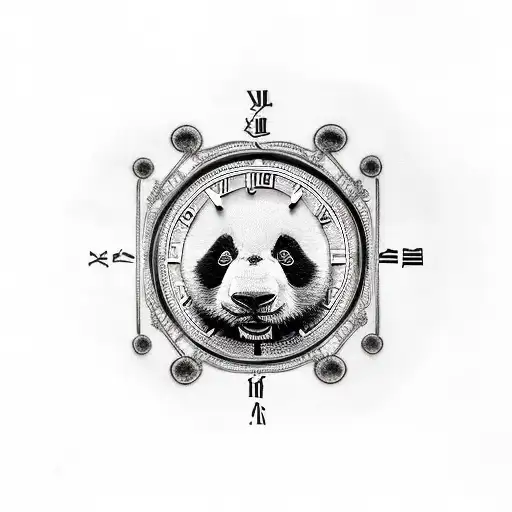 Panda With A Clock In A Labyrinth