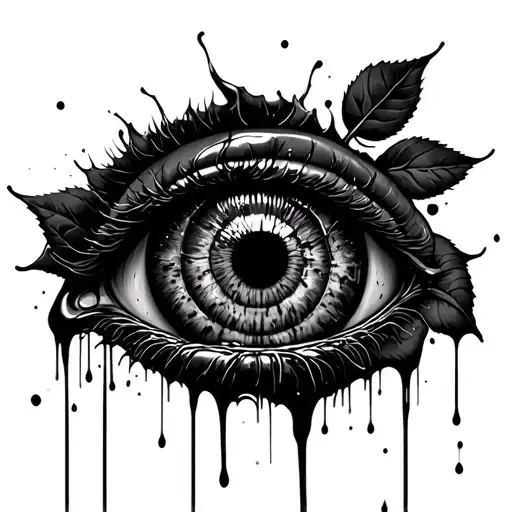 Black Rose Eyeball Crying Blood Dripping