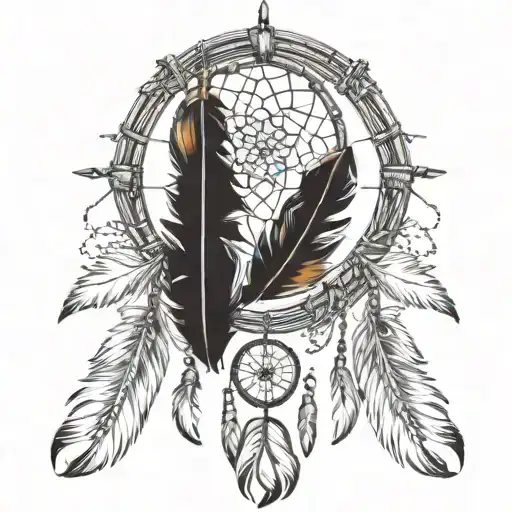 Feather Dream Catcher With Tassles