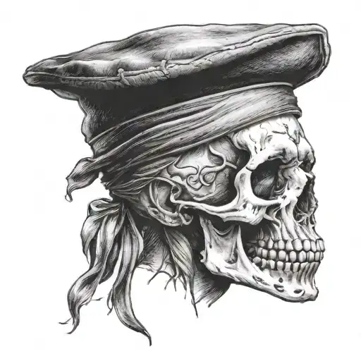Skull With Beret On Head